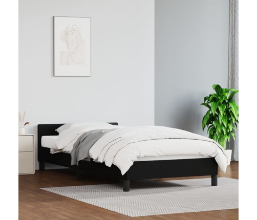 vidaXL Estructura de cama con cabecero cuero sintético negro 90x190 cm