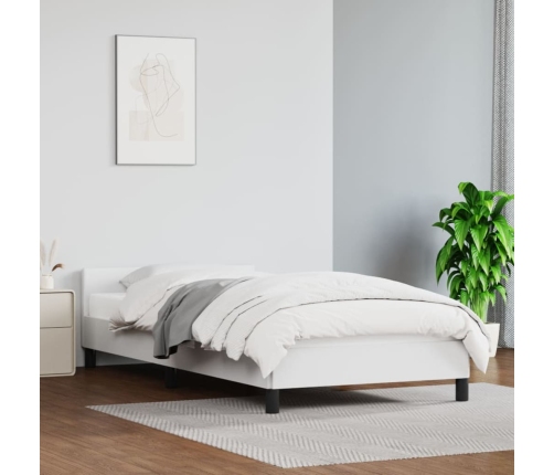 Estructura de cama con cabecero sin colchón blanco 90x190 cm