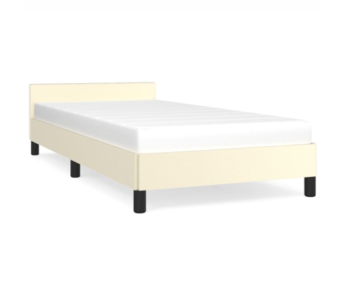 Estructura de cama con cabecero sin colchón crema 90x190 cm