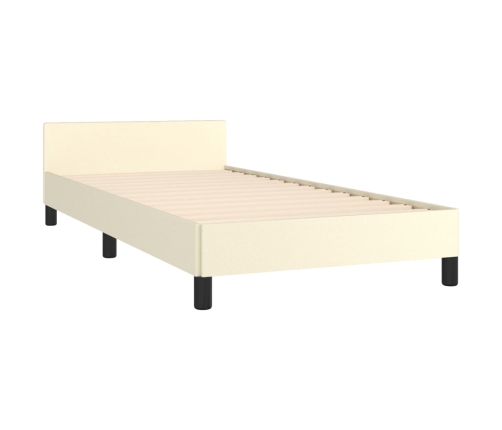 Estructura de cama con cabecero sin colchón crema 90x190 cm