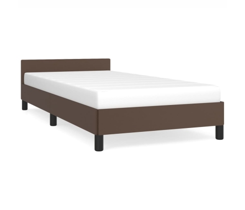 vidaXL Estructura de cama cabecero cuero sintético marrón 100x200 cm