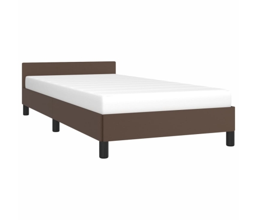 vidaXL Estructura de cama cabecero cuero sintético marrón 100x200 cm