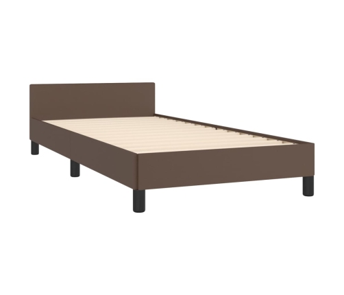 vidaXL Estructura de cama cabecero cuero sintético marrón 100x200 cm