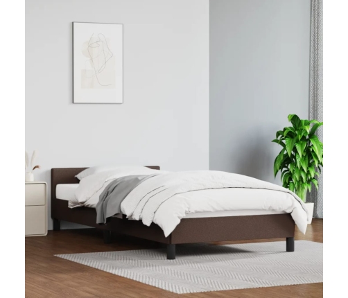 vidaXL Estructura de cama cabecero cuero sintético marrón 100x200 cm