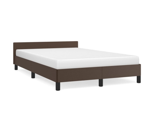 vidaXL Estructura de cama cabecero cuero sintético marrón 120x200 cm