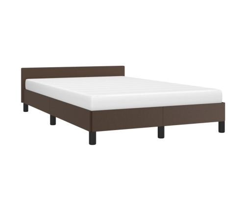 vidaXL Estructura de cama cabecero cuero sintético marrón 120x200 cm