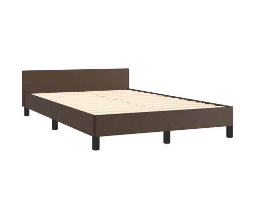 vidaXL Estructura de cama cabecero cuero sintético marrón 120x200 cm