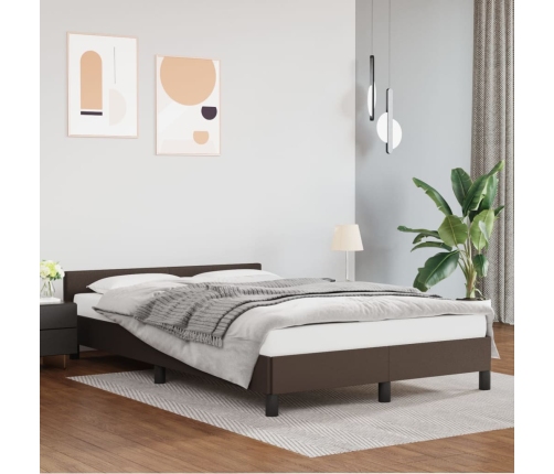 vidaXL Estructura de cama cabecero cuero sintético marrón 120x200 cm