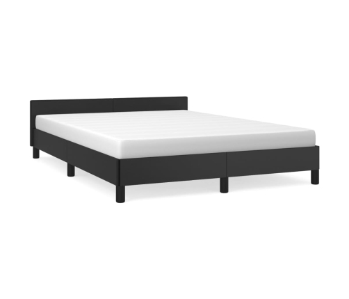 Estructura de cama con cabecero sin colchón negro 140x190 cm