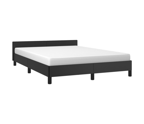 Estructura de cama con cabecero sin colchón negro 140x190 cm