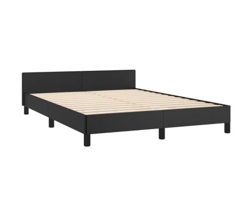 Estructura de cama con cabecero sin colchón negro 140x190 cm