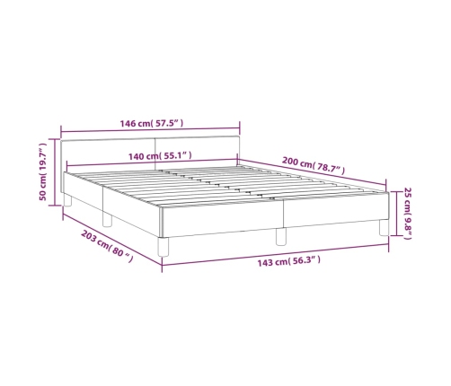 Estructura de cama con cabecero sin colchón negro 140x200 cm