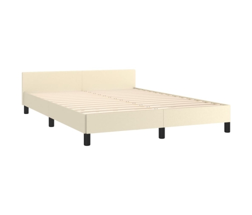 Estructura de cama con cabecero cuero sintético crema 140x200cm