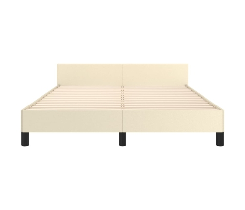 Estructura de cama con cabecero cuero sintético crema 140x200cm