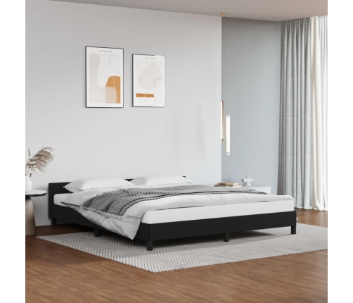 vidaXL Estructura de cama con cabecero cuero sintético negro 160x200cm