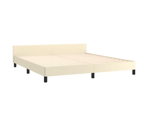 Estructura de cama con cabecero sin colchón crema 160x200 cm