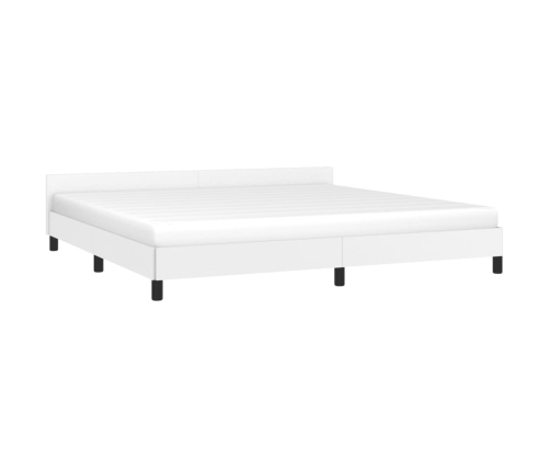 vidaXL Estructura de cama cabecero cuero sintético blanco 200x200 cm