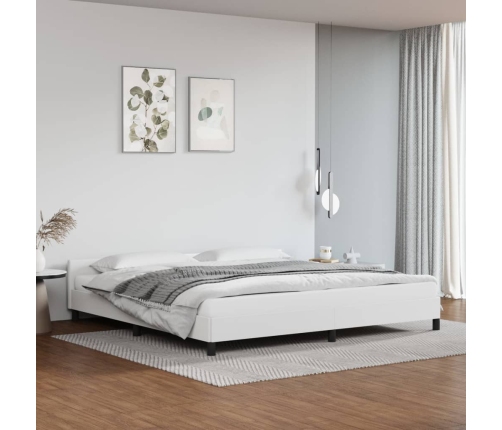 vidaXL Estructura de cama cabecero cuero sintético blanco 200x200 cm