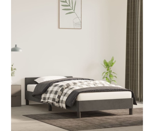 Estructura de cama sin colchón terciopelo gris oscuro 80x200 cm