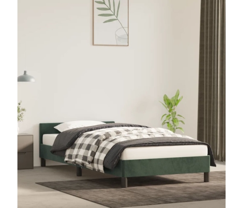 Estructura de cama sin colchón terciopelo verde oscuro 80x200cm