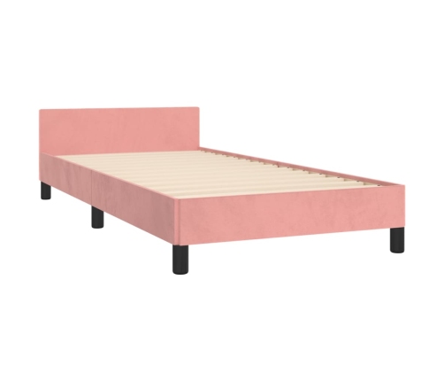 Cama con cabecero sin colchón terciopelo rosa 80x200 cm