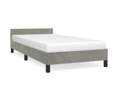 Estructura de cama sin colchón terciopelo gris claro 90x190 cm