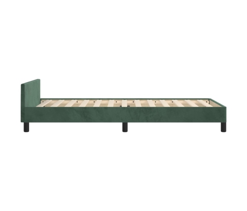 Estructura de cama sin colchón terciopelo verde oscuro 90x190cm