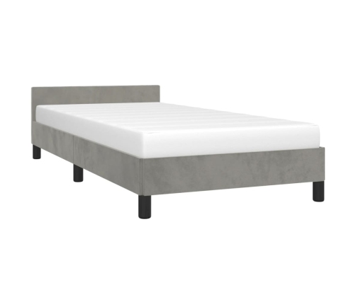 Estructura de cama sin colchón terciopelo gris claro 90x200 cm