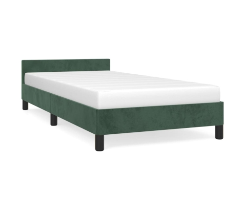 Estructura de cama sin colchón terciopelo verde oscuro 90x200cm