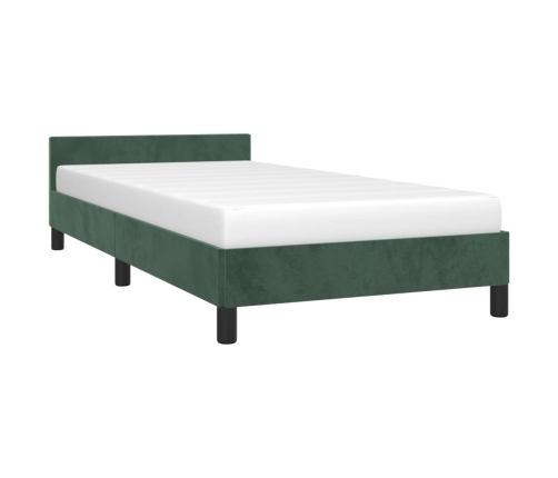 Estructura de cama sin colchón terciopelo verde oscuro 90x200cm