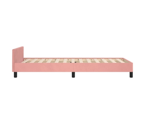 Cama con cabecero sin colchón terciopelo rosa 100x200 cm