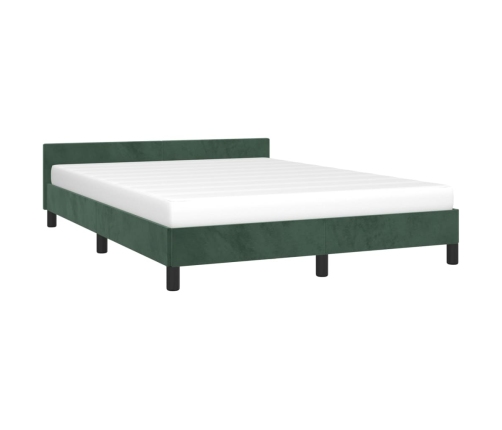 Estructura cama sin colchón terciopelo verde oscuro 140x190 cm