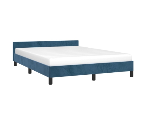 Estructura de cama sin colchón terciopelo azul oscuro 140x190cm