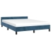 Estructura de cama sin colchón terciopelo azul oscuro 140x190cm