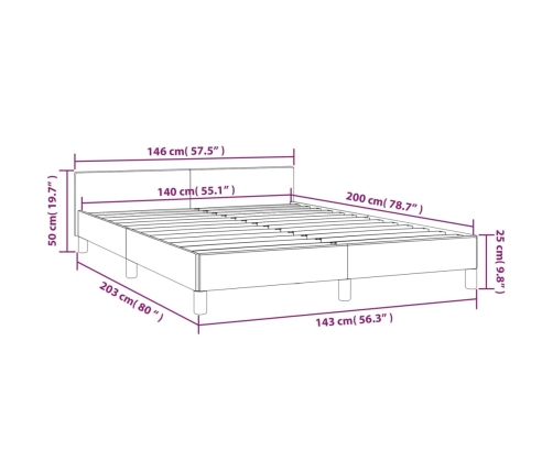 vidaXL Estructura cama con cabecero terciopelo gris oscuro 140x200 cm