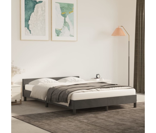 vidaXL Estructura cama con cabecero terciopelo gris oscuro 140x200 cm