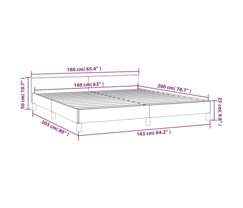 Estructura de cama sin colchón terciopelo gris oscuro 160x200cm