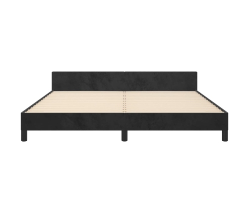 vidaXL Estructura de cama con cabecero de terciopelo negro 160x200 cm