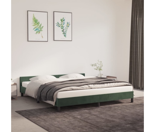 Estructura cama sin colchón terciopelo verde oscuro 180x200 cm