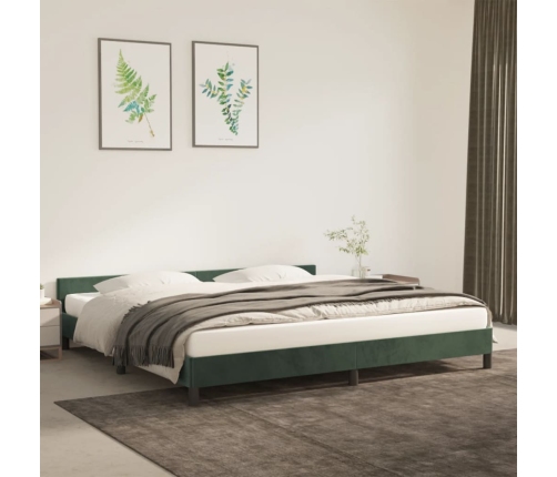 Estructura cama sin colchón terciopelo verde oscuro 200x200 cm