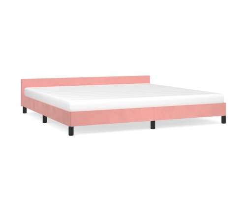 Cama con cabecero sin colchón terciopelo rosa 200x200 cm