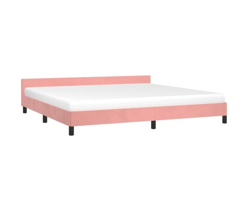 Cama con cabecero sin colchón terciopelo rosa 200x200 cm