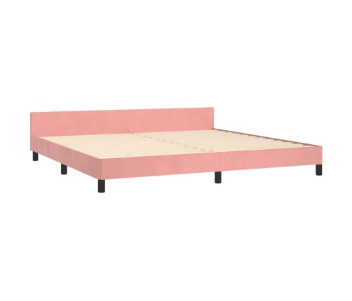 Cama con cabecero sin colchón terciopelo rosa 200x200 cm