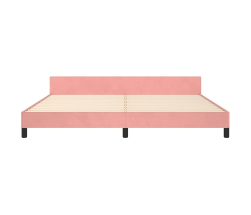 Cama con cabecero sin colchón terciopelo rosa 200x200 cm