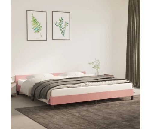 Cama con cabecero sin colchón terciopelo rosa 200x200 cm