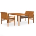 Set comedor de jardín 3 pzas y cojines madera maciza de acacia