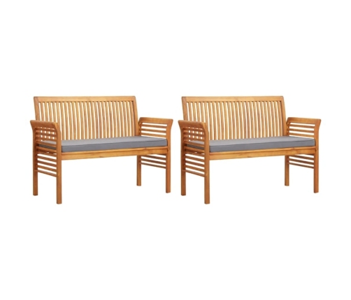 Set comedor de jardín 3 pzas y cojines madera maciza de acacia