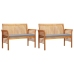 Set comedor de jardín 3 pzas y cojines madera maciza de acacia