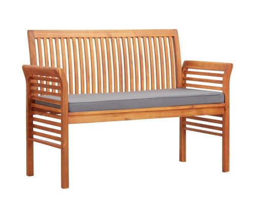 Set comedor de jardín 3 pzas y cojines madera maciza de acacia