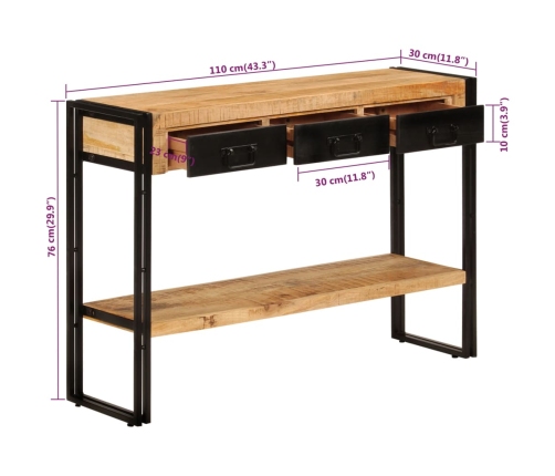 Mesa consola madera maciza de mango 110x30x76 cm